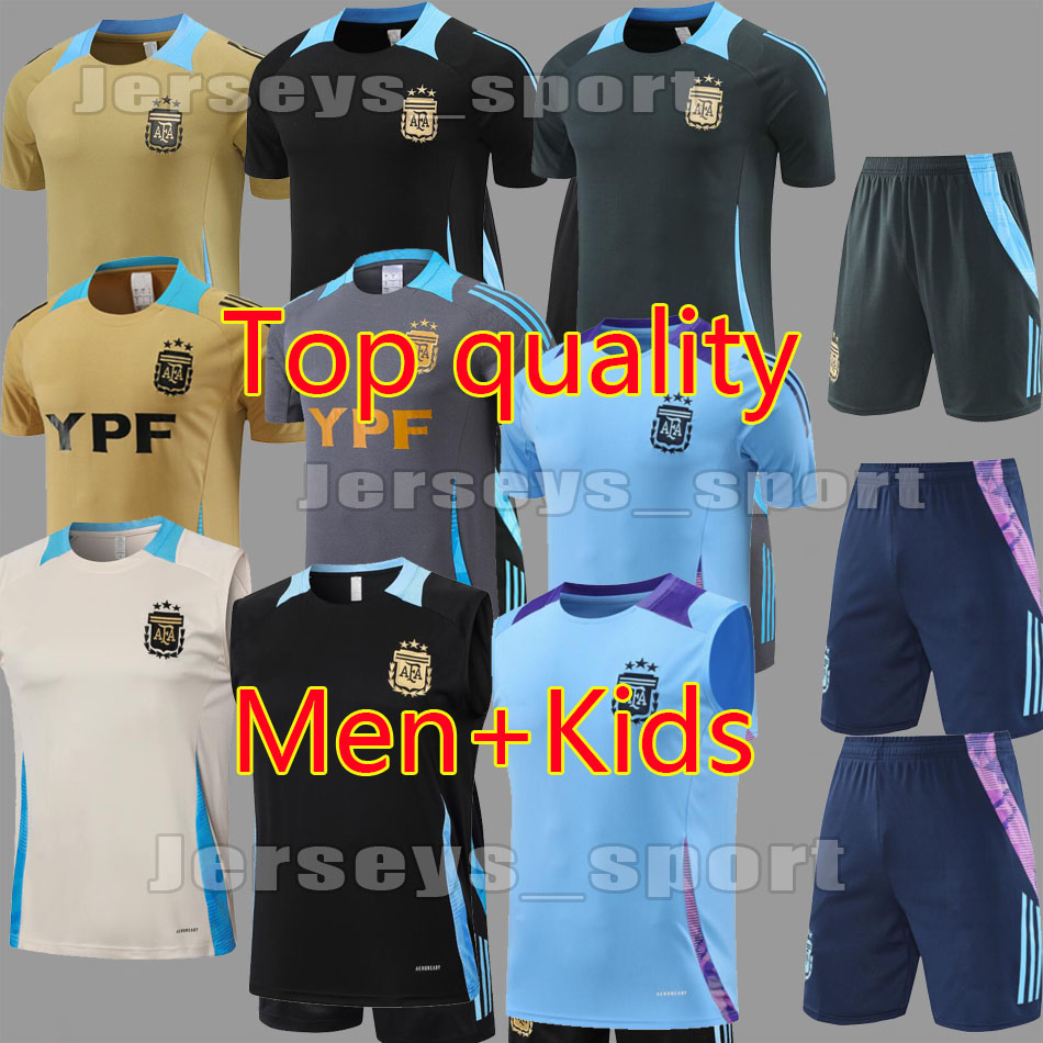 24 25 Argentina tracksuit Soccer Jerseys DI MARIA DYBALA DE PAUL MARADONA 2024 men kids 3-star short sleeves training suit Camisetas de futbol Football Shirt