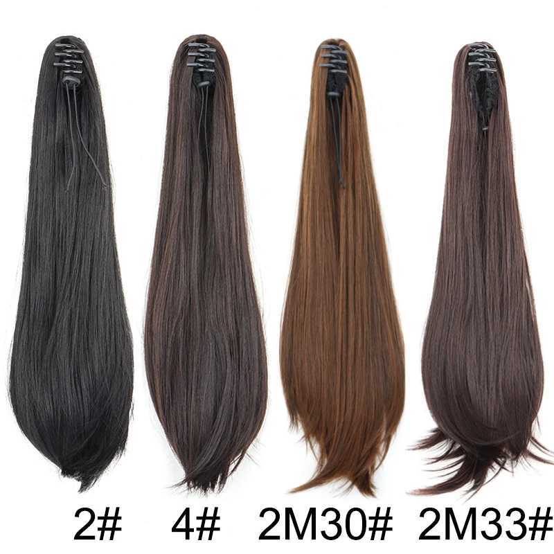 16/20Inch Syntheitc Long Straight Slightly Warped Ponytail Claw Clip in Hair Extension Heat Resistant Hairpiece for WomenXJ241221