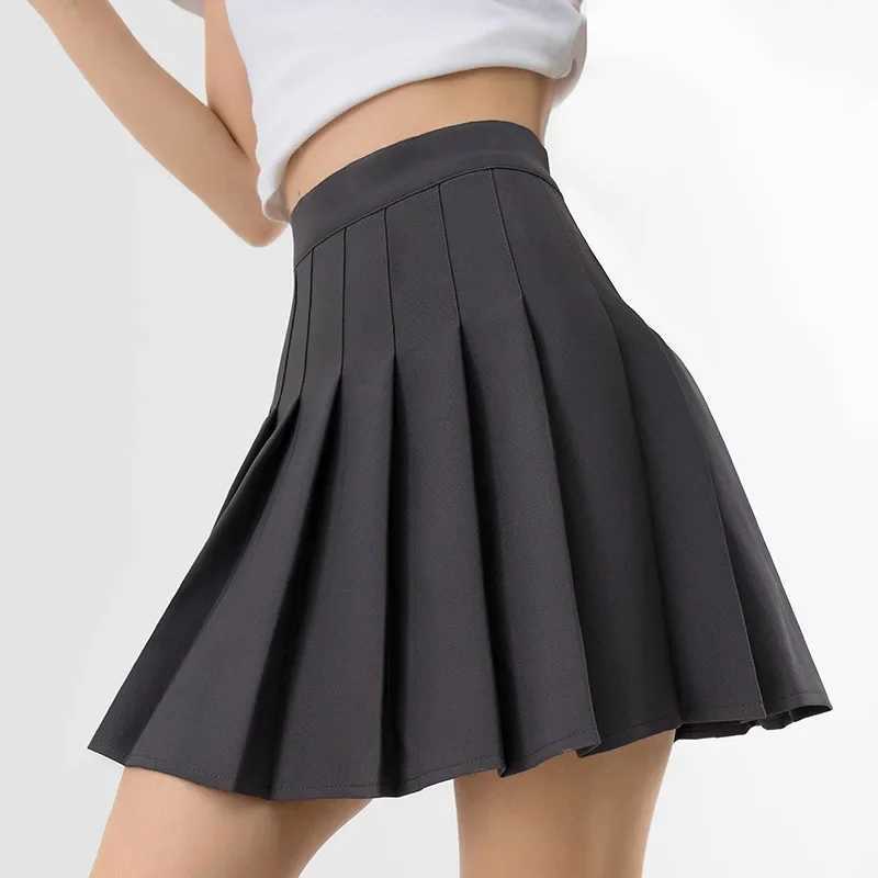 High Waist Solid Pleated Mini Skirt for Women Summer Spring Korean Preppy Style Fashion Cute A-line Skirts Y2K Skort ClothesXJ241221