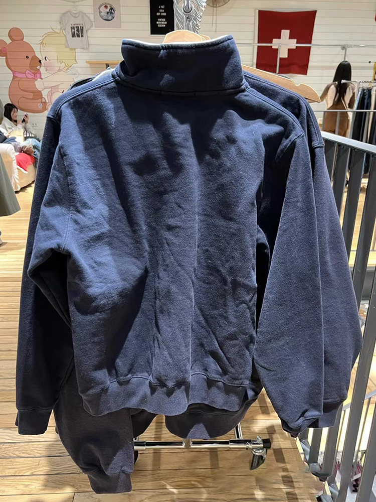 American Retro Letter Flag Print Sweatshirt Autumn Cotton Zipper Half High Collar Pullover Top Women Y2k Streetwear Loose Hoodie