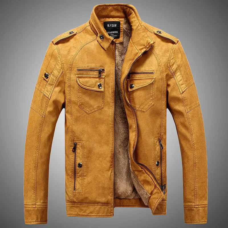 Suit Vintage Plus Velvet PU Leather Jacket Casual Blazer Mens Slim Fit Leather Jacket Streetwear Man Outerwear Leather Jackets 241216