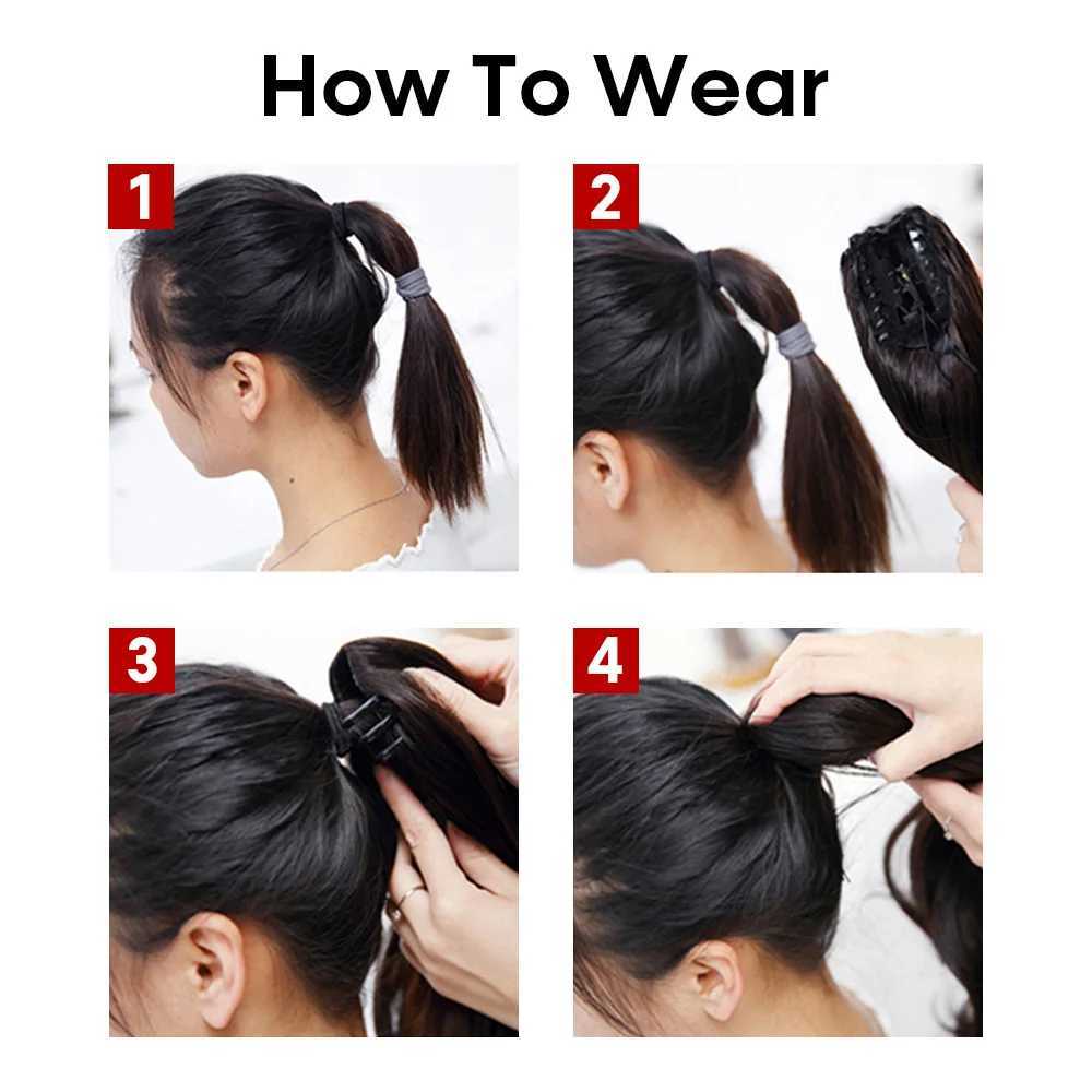 Synthetic Tail Hairpiece Pony 22 inch Ponytail Extensions Claw Clip Drawstring False Pigtail Curly Wavy Attached Hair For WomenXJ241221
