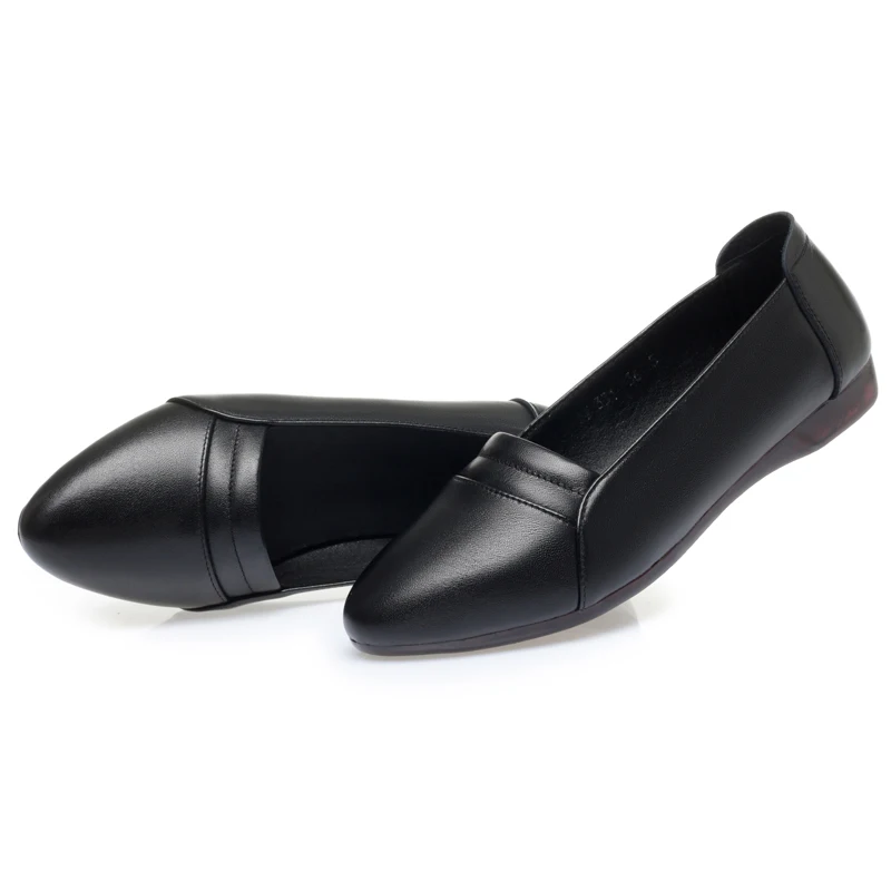 AIYUQI Mom Shoes Genuine Leather Flat Women Spring Shoes Non-slip Shallow Soft Sole Large Size Women's Shoes