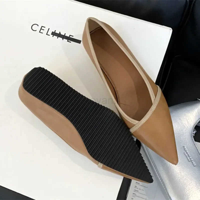 Luxury Designer Elegant Pointed Toe Wen Pumps 2024 Autumn Cfort Soft Leather Wedge Shoes Wen Shoes Off Flats Loafers Z241221