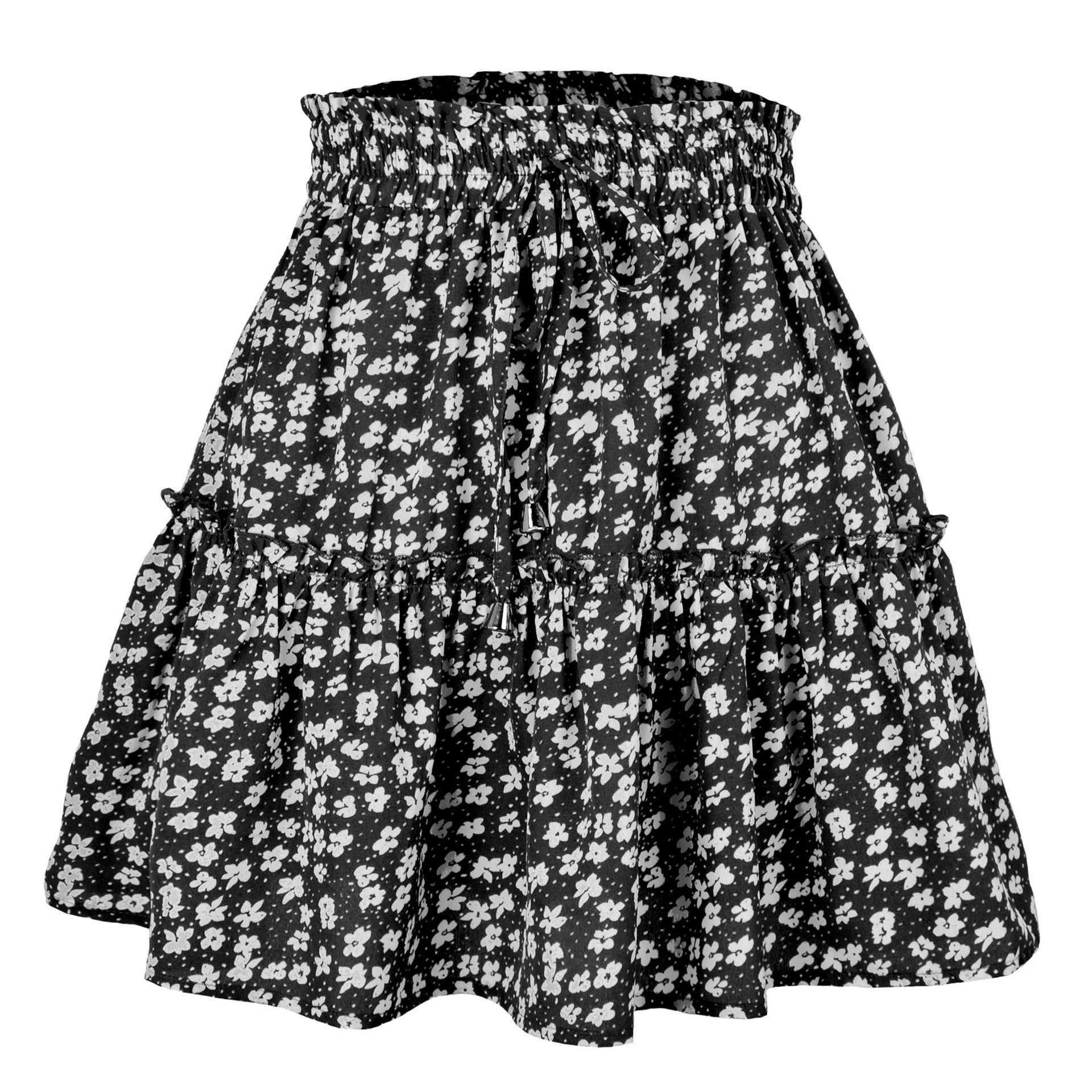 Women Floral Print A-Line Skirt Summer Lady High Elastic Wiast Little Daisy Vestidos LDY-WWXJ241221