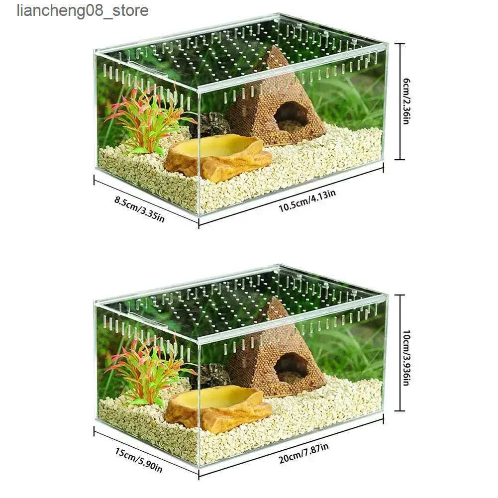 Other Pet Supplies Reptile breeding box acrylic transparent sliding cover reptile jar insect spider Tortoise lizard feeding box Terrarium L240910