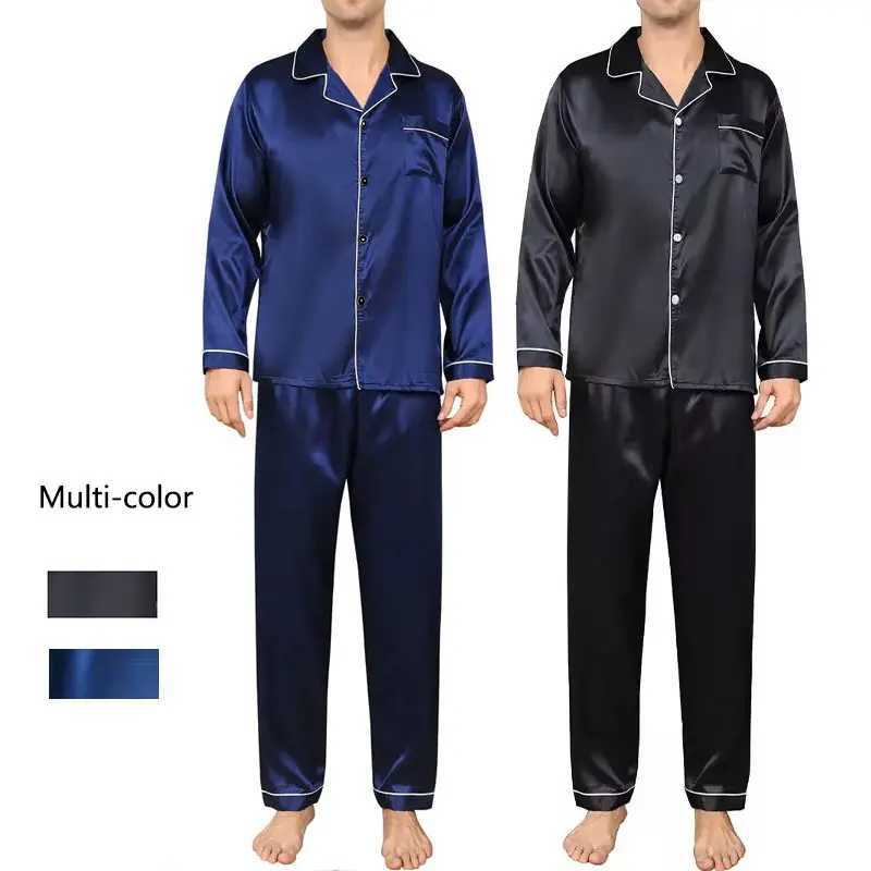 Mens Sleepwear Set Silk Satin Sleepwear Long Sleeve Sleepwear Mens Fashion Soft Home Set Large Size Spring Sleepwear W241221