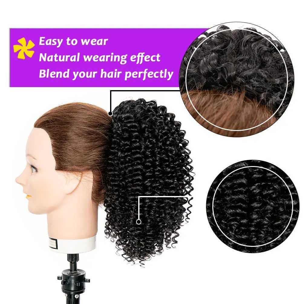 Synthetic Drawstring Curly Ponytail Extension for African Women Short Afro Kinky Ponytail Extension For Black WomenXJ241221