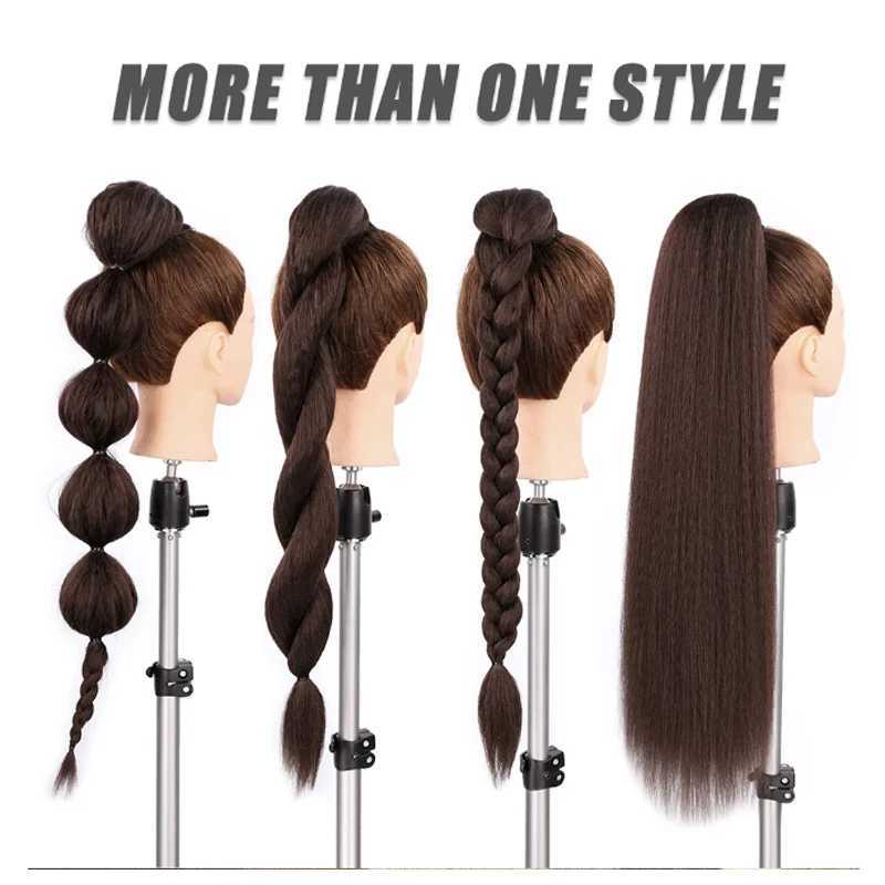 22Inch Synthetic Ponytail Extensions With Hair Tie Wrap Around Hair Braid Tail Rubber Band Hair Ring Ombre Braid DIYXJ241221