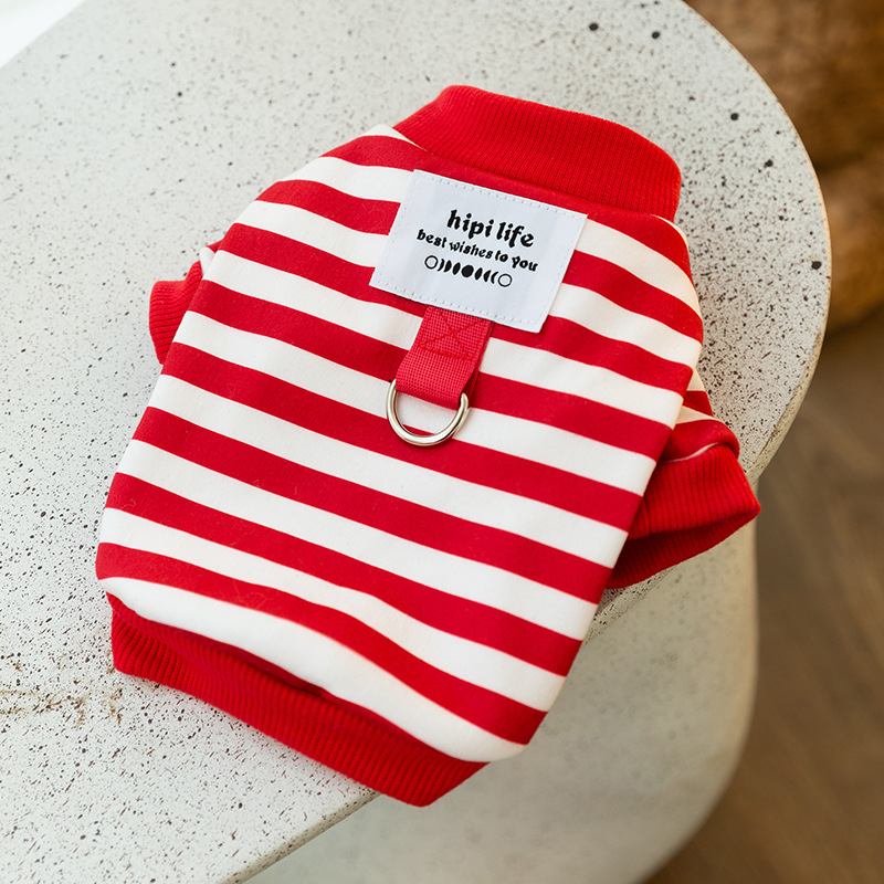 Minimally striped traction hoodie, cat clothes for spring and summer, blue cats for kittens, two legged clothes for teddy pet clothing HS82