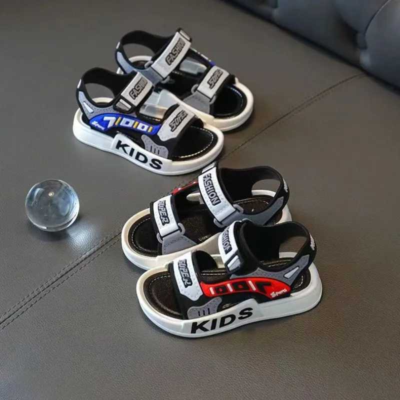 Sneakers Boys Girls Trendy Hook And Loop Sandals Wear-resistant Non-Slip Comfy Beach Shoes Summer H241221