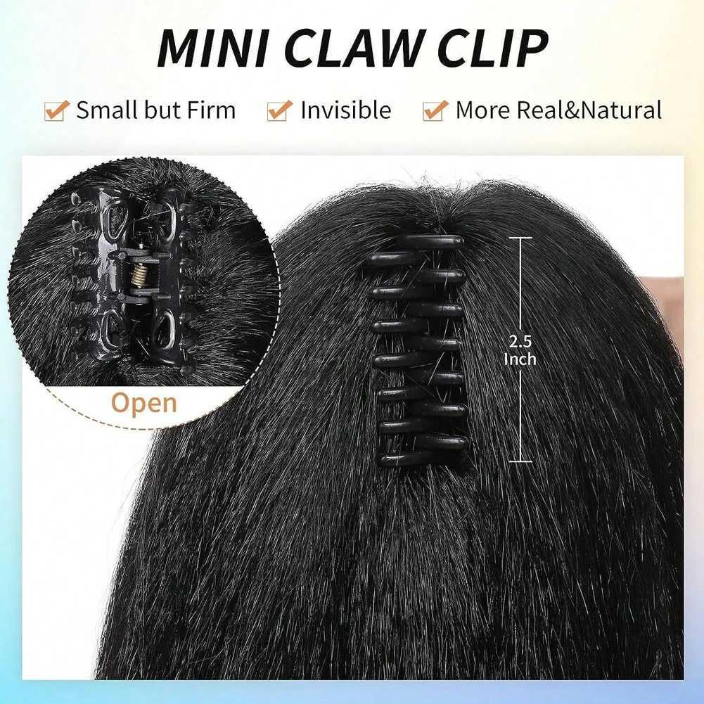 Yaki Claw Clip Hair Extensions Synthetic Kinky Straight Hair Extensions Ponytail Black Fluffy Thick Ponytails For Black WomenXJ241221