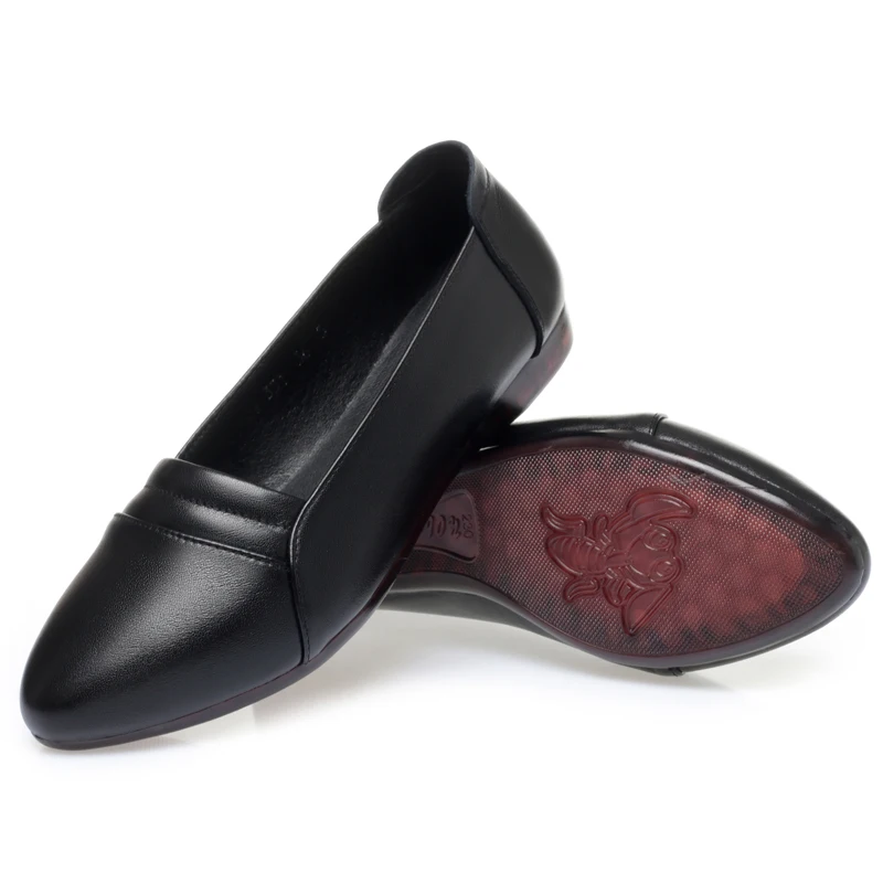 AIYUQI Mom Shoes Genuine Leather Flat Women Spring Shoes Non-slip Shallow Soft Sole Large Size Women's Shoes