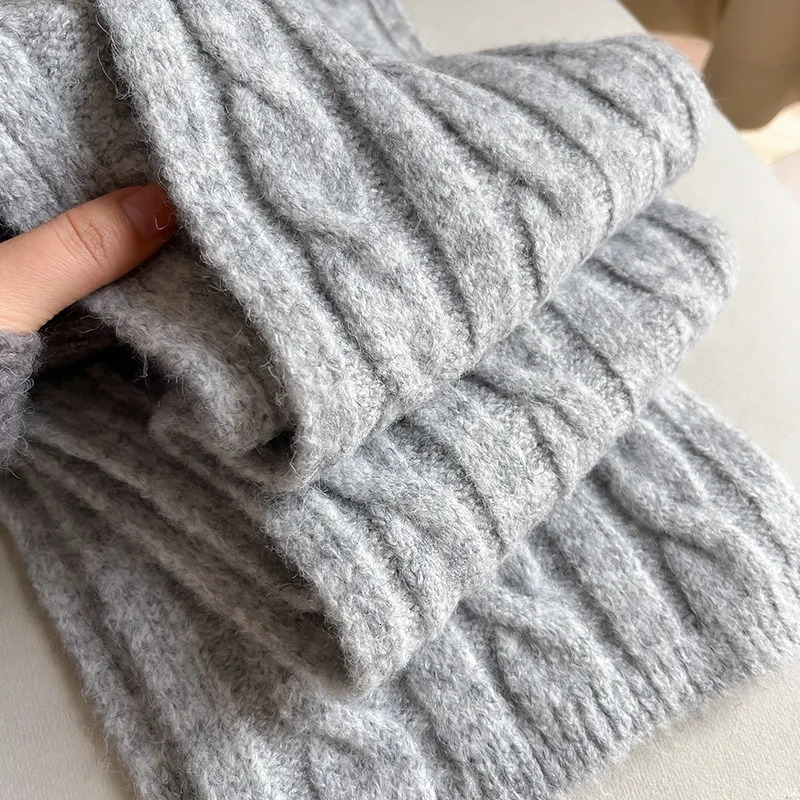 Korean Winter Fashion Versatile Solid Color Wool Blended Womens Scarf Warm High Quality Scarf Birthday Gift 241220