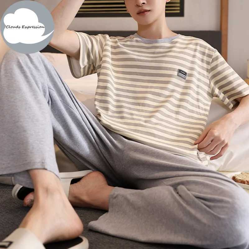 Summer Knitted 5XL Cool Mens Pajamas Casual Pjs Lounge Set Mens Plain Pajamas W241221
