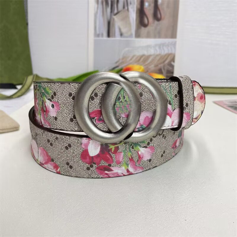 Fashion genuine leather designer belt men red flowers luxury belt women outdoor vintage plated gold black buckle wais belt adjustable size fa119 C4