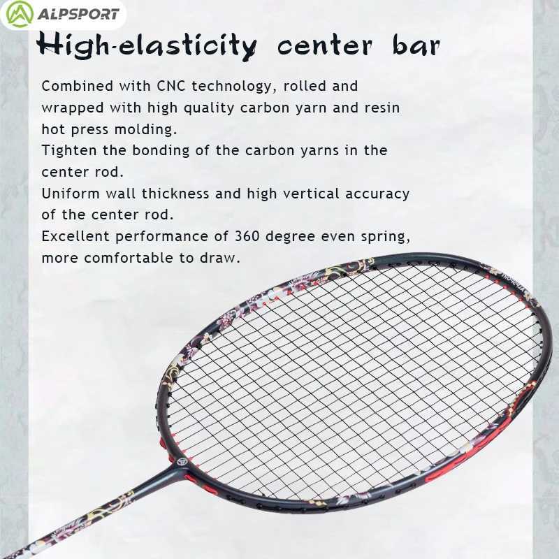 Alpsport HQ 6U 72 2g Ultralight 35 lbs 00% all carbon fiber racket with strings for professional racket trainingW241221