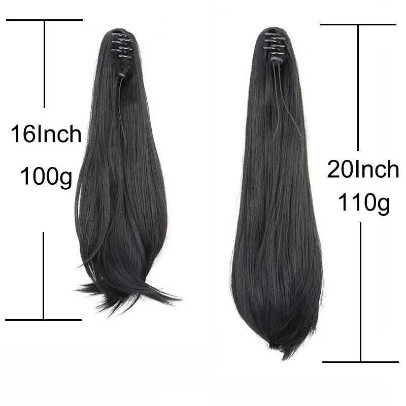 16/20Inch Syntheitc Long Straight Slightly Warped Ponytail Claw Clip in Hair Extension Heat Resistant Hairpiece for WomenXJ241221