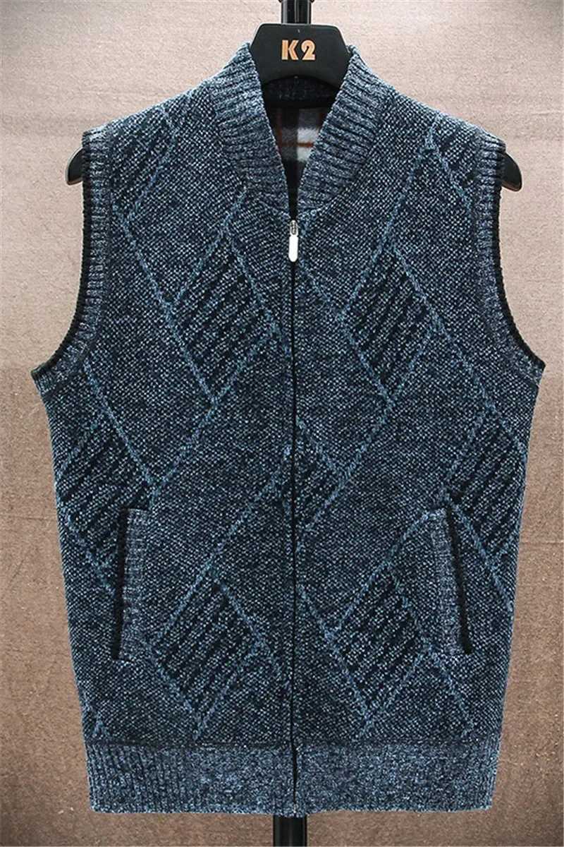 Mens Sweater Autumn/winter Leggings Vest and Velvet Jacket Knit Zipper Cardigan Vest Thread JacketXJ241221