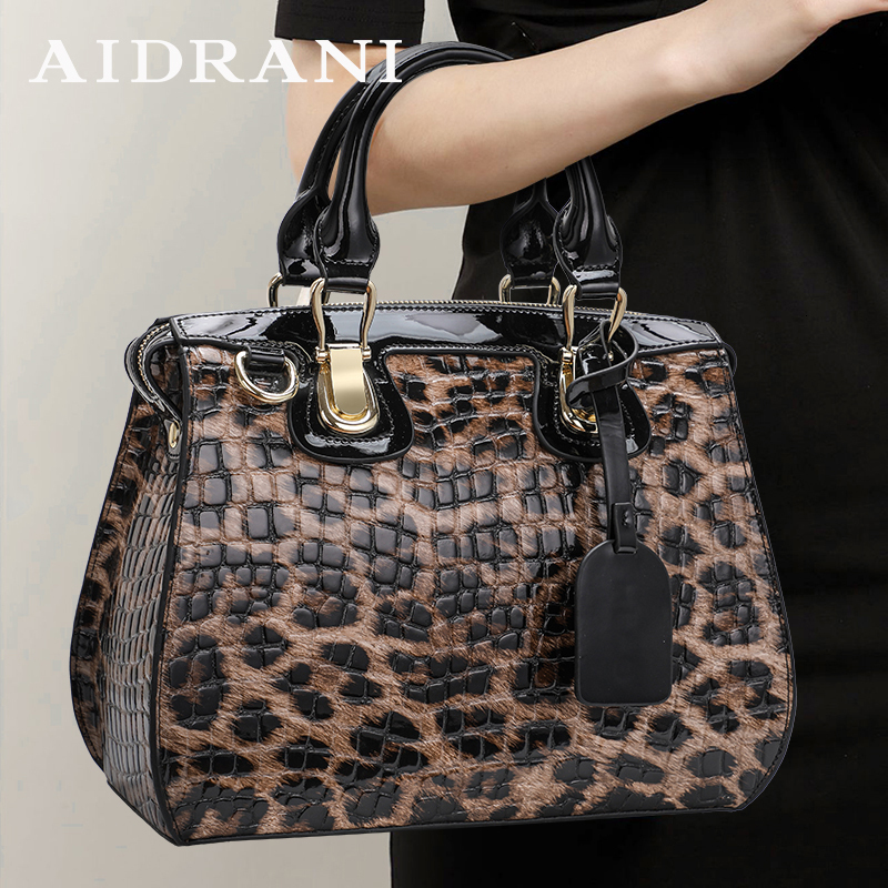 Aidrani Trendy Original Design Women's Handbag, Made Of High-Quality Cowhide, Large Capacity Leopard Print Color