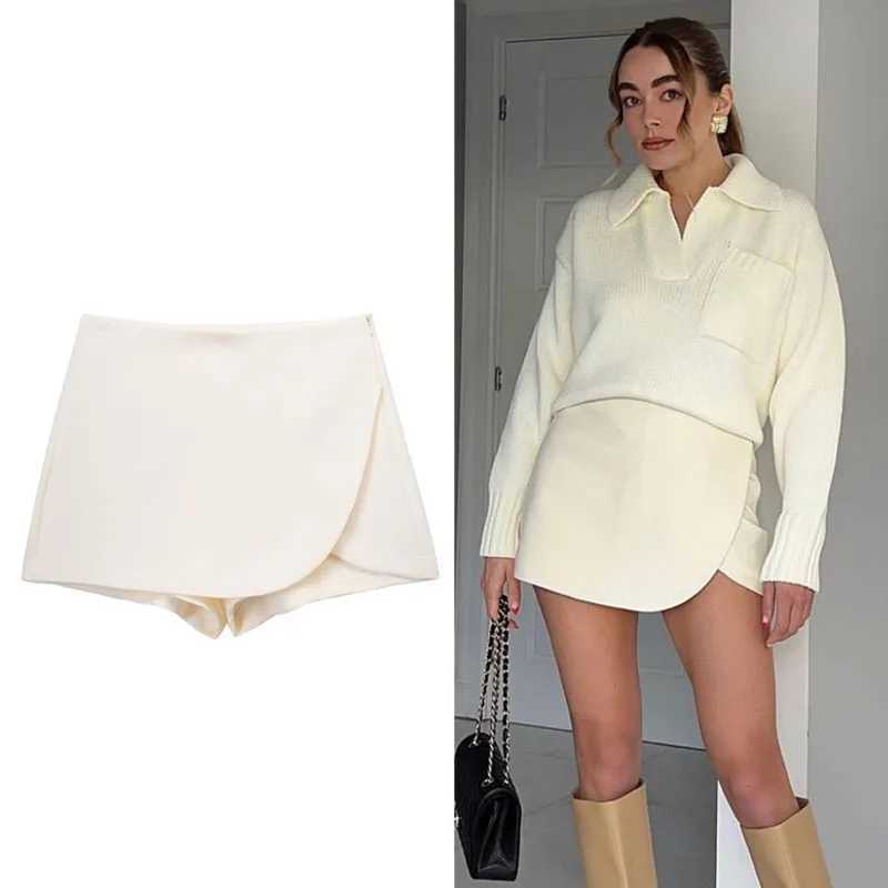 TR Beige Mini Skirt Pants High Waist Skort For Women Summer Asymmetric Black Skirt Shorts Casual Pink Brown Womens SkortXJ241221