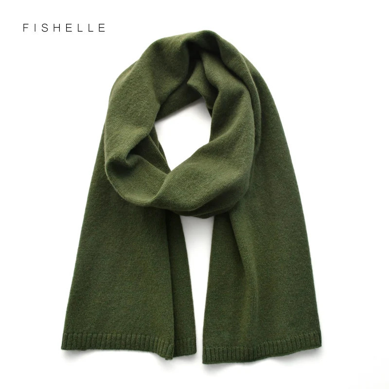 cashmere scarves army green women and men winter knitted scarf adults warm wool man small scarves solid color 241220