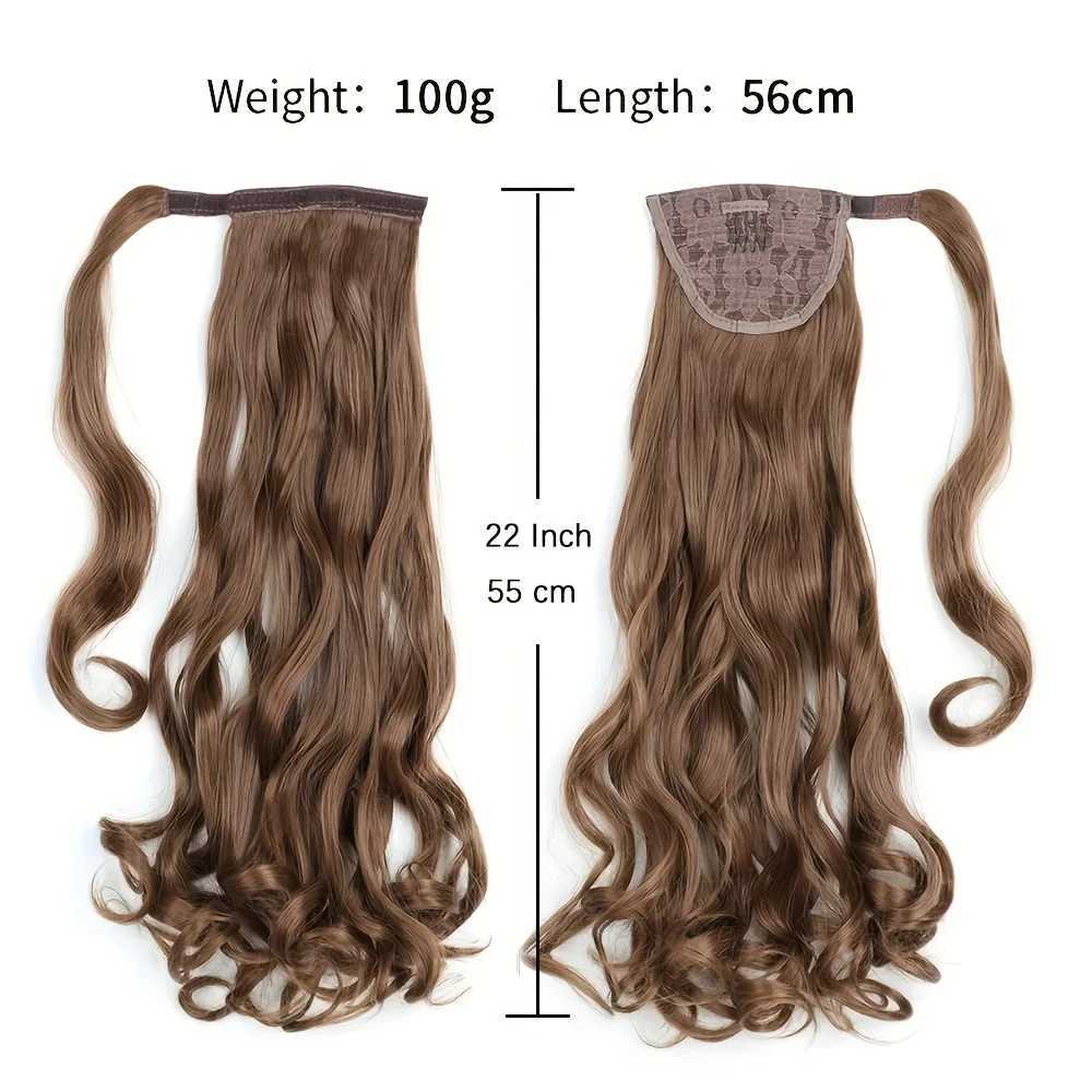 Long Curly Ponytail Extension Magic Paste Heat Resistant Wavy Synthetic Wrap Around Ponytail Hairpieces for Women GirlsXJ241221