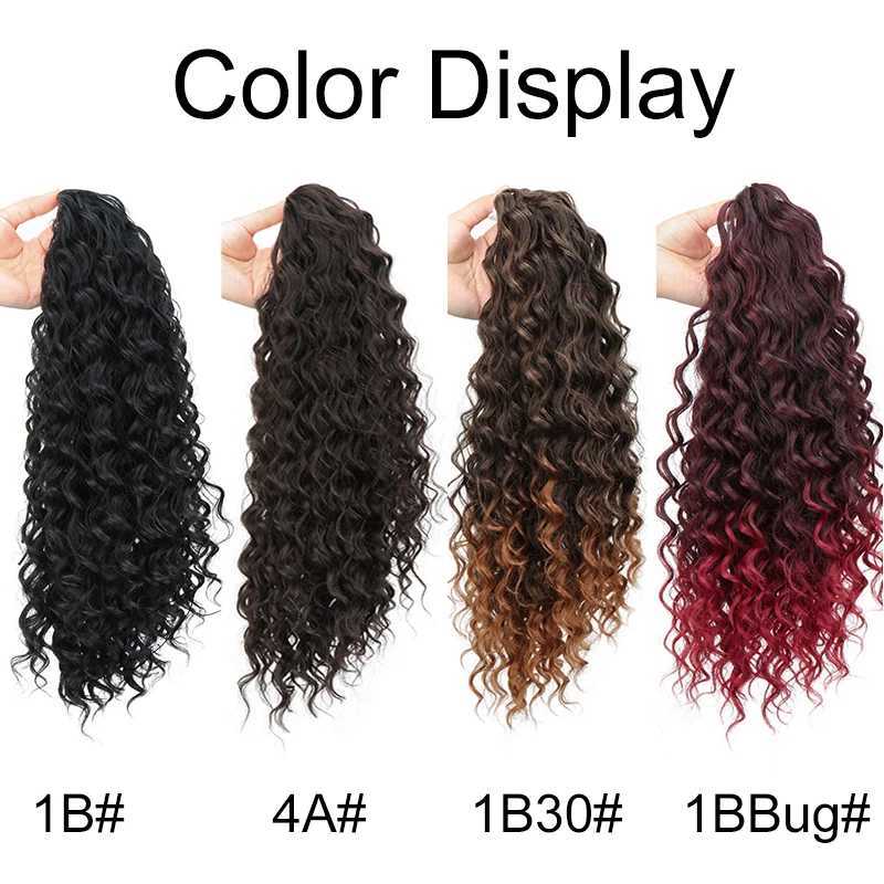 Synthetic 18Inch Long Kinky Curly Ponytail Drawstring Clip in Hair Extension Puff Afro Black Brown Hairpiece for WomenXJ241221