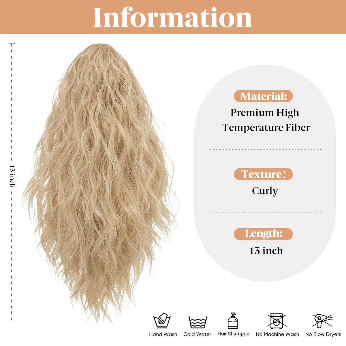 13Inch Premium Synthetic Curly Claw Clip In Ponytail Blonde Brown Short Hairpiece Fake Hair False Pigtail Hair Extensions P064XJ241221