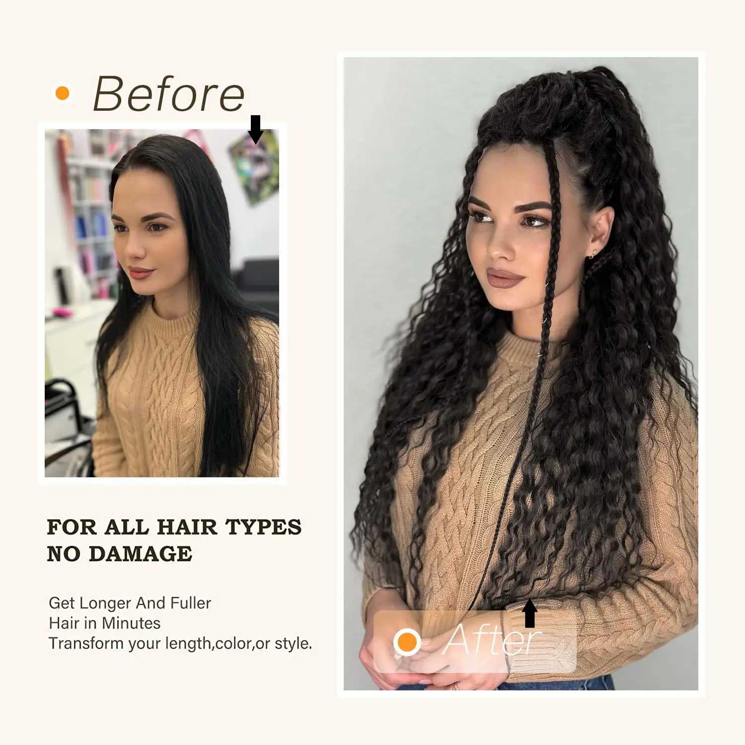 65CM synthetic black drawstring corn wave ponytail extension female curly wavy clip in ponytail hair extension accessoriesXJ241221