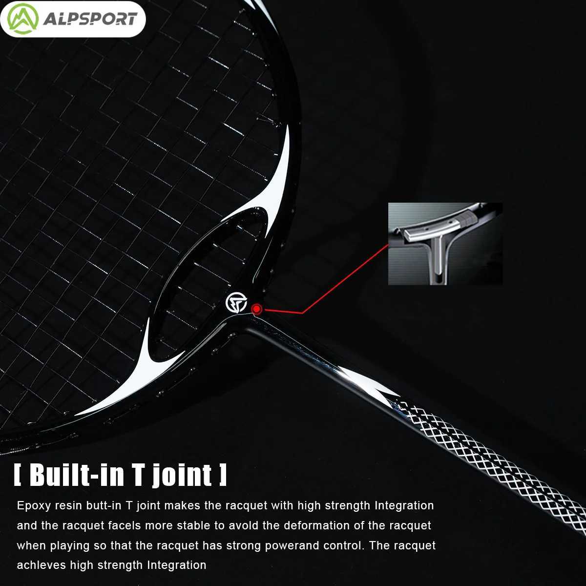 Alpsport ZY 4U Carbon Fiber Paddle Badminton Heavy Head Up to 35 Pound Professional Violent Strike Sport OutdoorW241221