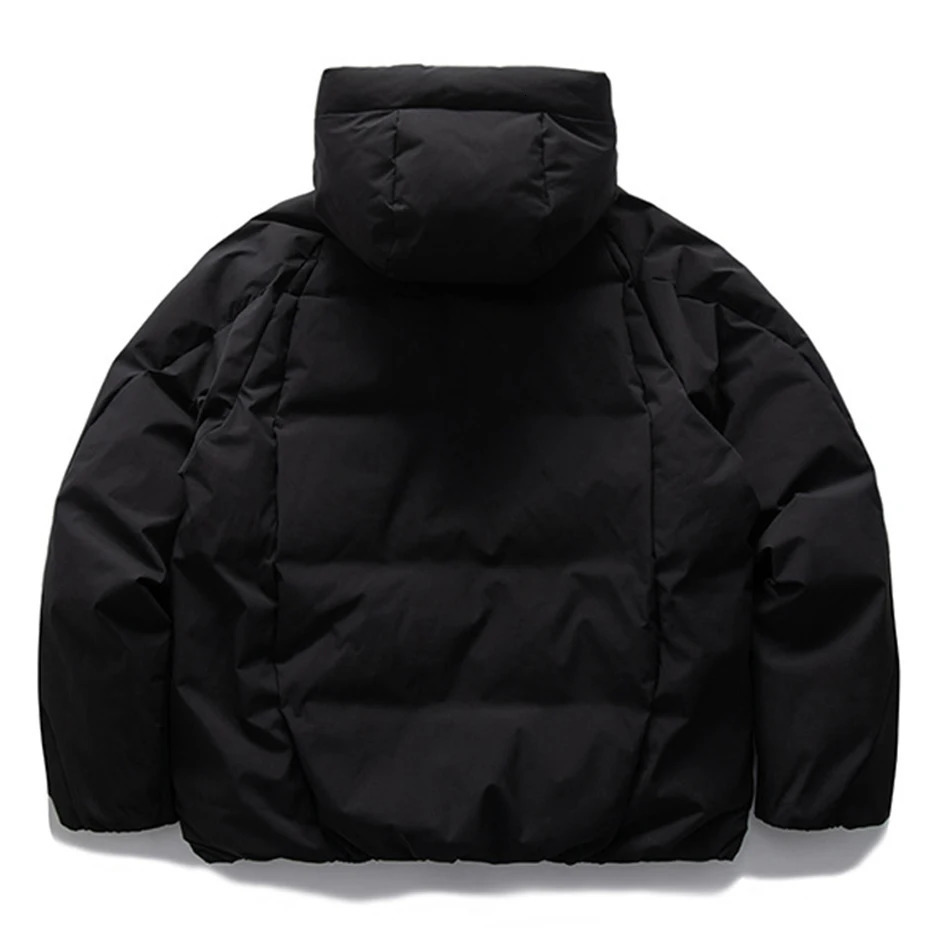 Hooded Down Jackets Winter Parkas Coats Men Solid Loose Casual Padded Black 241217