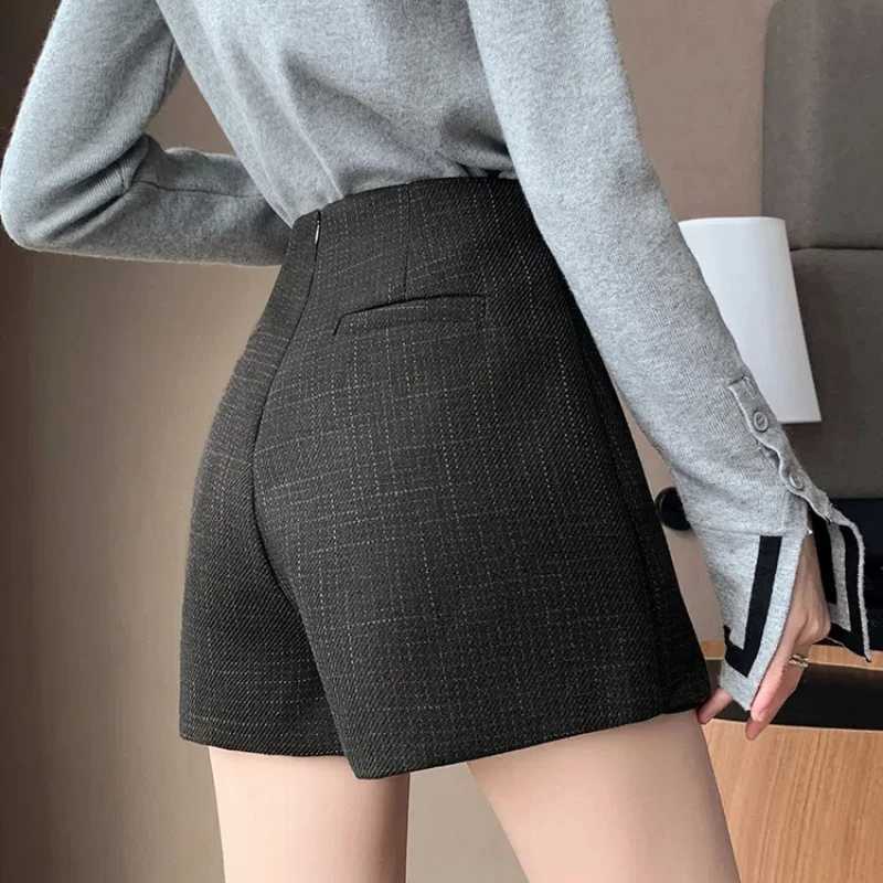 Korean Style Ladies Ele Tweed Shorts 2024 New Fashion Autumn Winter High Waist Woolen Shorts Skirts Women Casual Wool ShortsXJ241221