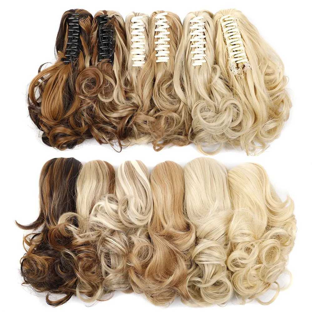 VIVIEIEI Synthetic Claw Clip Ponytail Hair Extensions Short Curly Natural Tail False Hair For Women Horse Tail Black HairpieceXJ241221