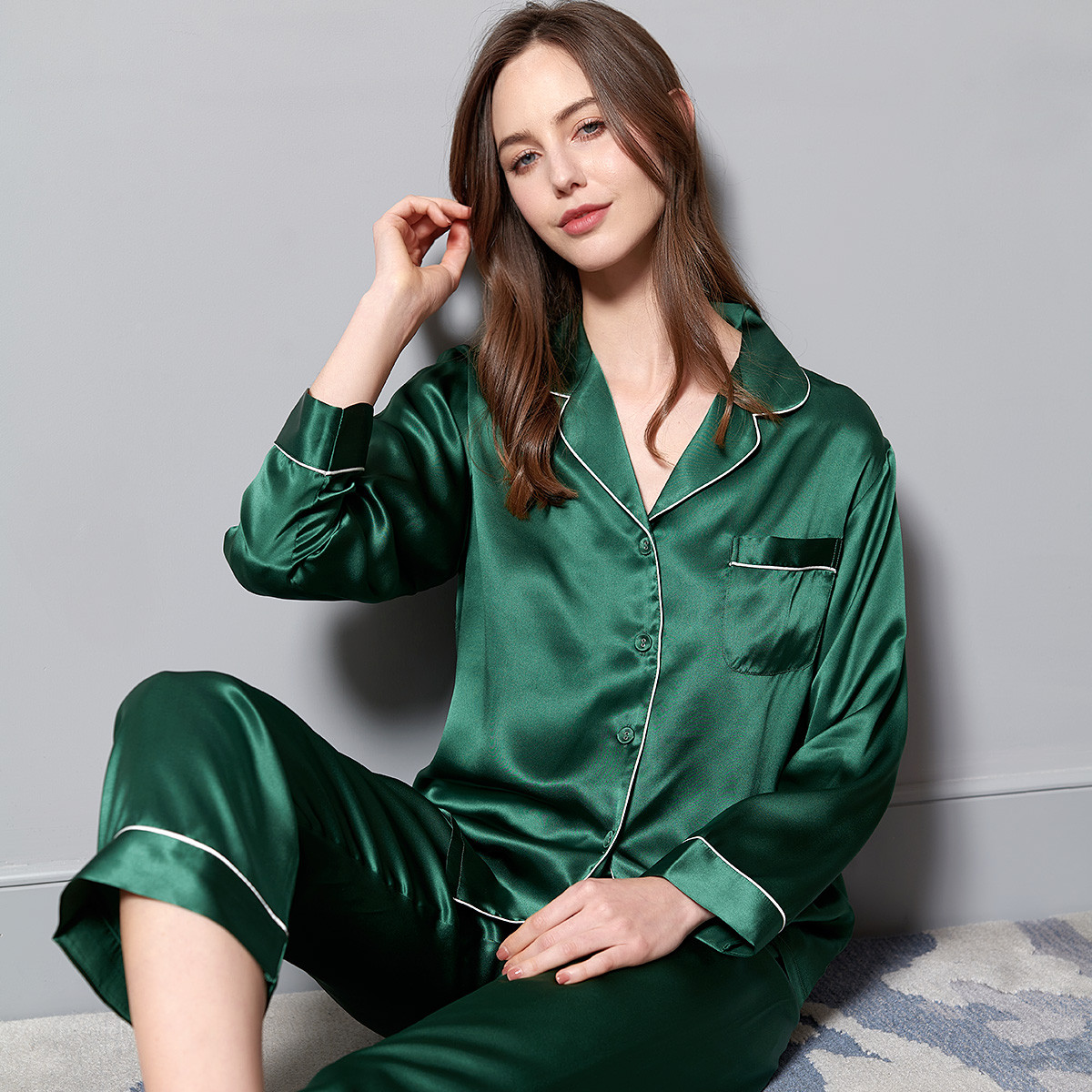 Soft Silken Women's Evening Wear Classic Nightie and Paired Bathrobe Set