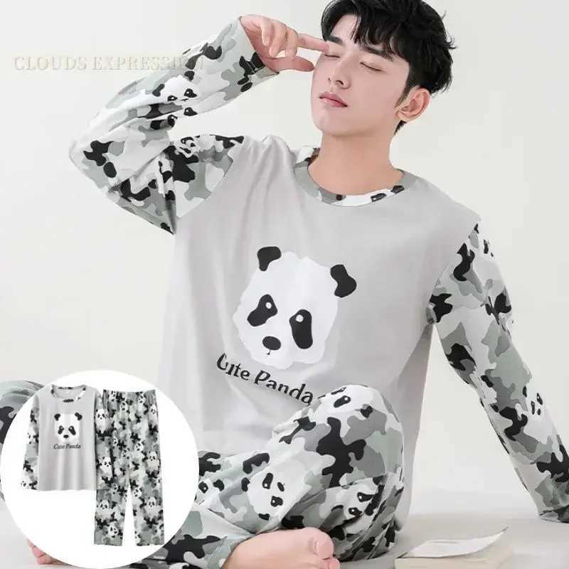 Autumn and Winter Knitted Mens Pajama Alphabet Flat Pajama Cartoon Pajama Set Casual Sleep and Lounge Pajama Plus Size 4XL Pajama W241221