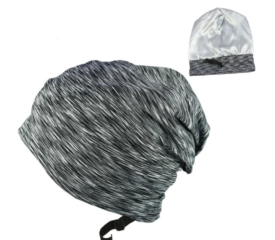 Satin Lined Beanies Hat For Women Men Soft Adjusted Bonnet Cap Unisex Silk Satin Night Sleeping Cap Fashion Skullies Baggy Hats 241214