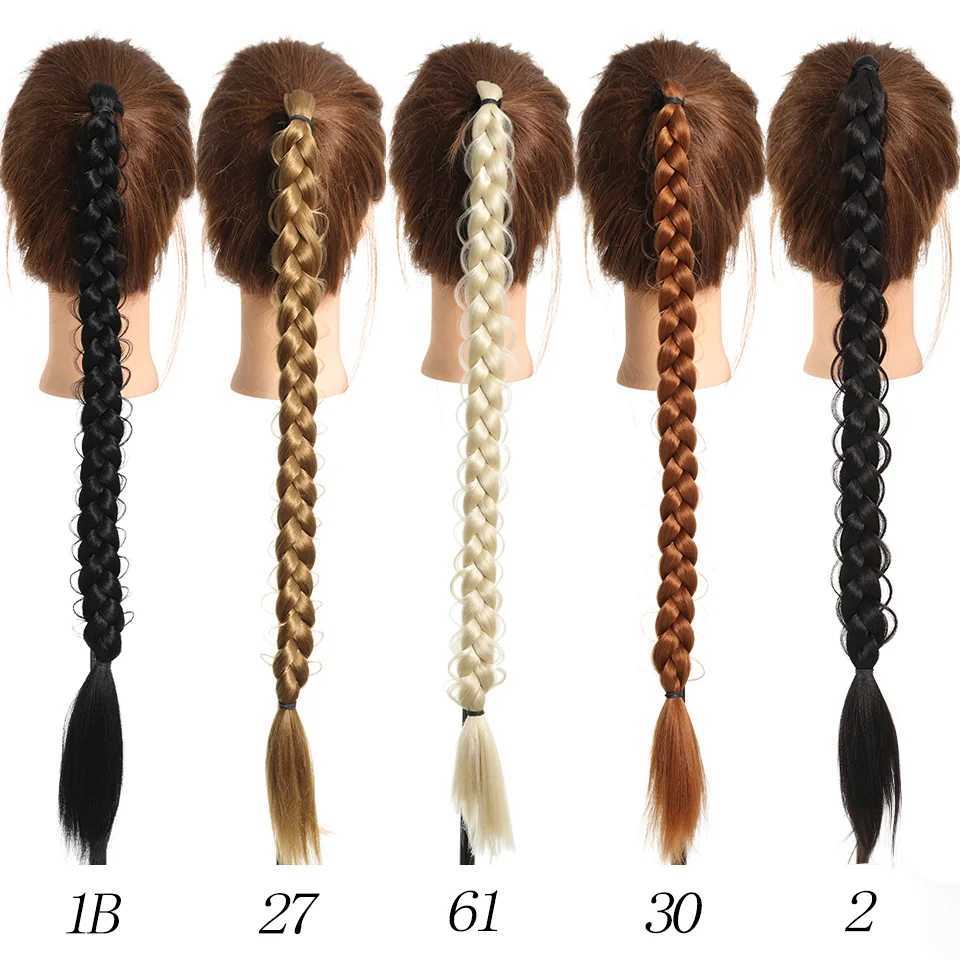 24 Inch Synthetic Long Braided Ponytail Hair Extensions For Women High Temperature Fiber Hair AccessoriesXJ241221