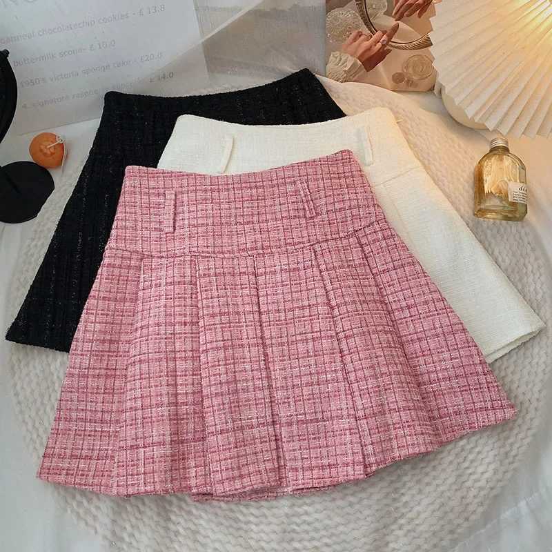 Slimming A- Line Mini Skirt With Belt High Waist Anti-Light Autumn Winter New Womens Clothing Short Skirt NoEnName_NullXJ241221