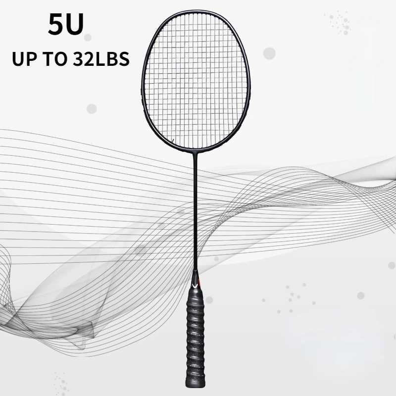 Ultralight professional 5U badminton racket carbon fiber badminton racket sports competition training racket up to 32 poundsW241221