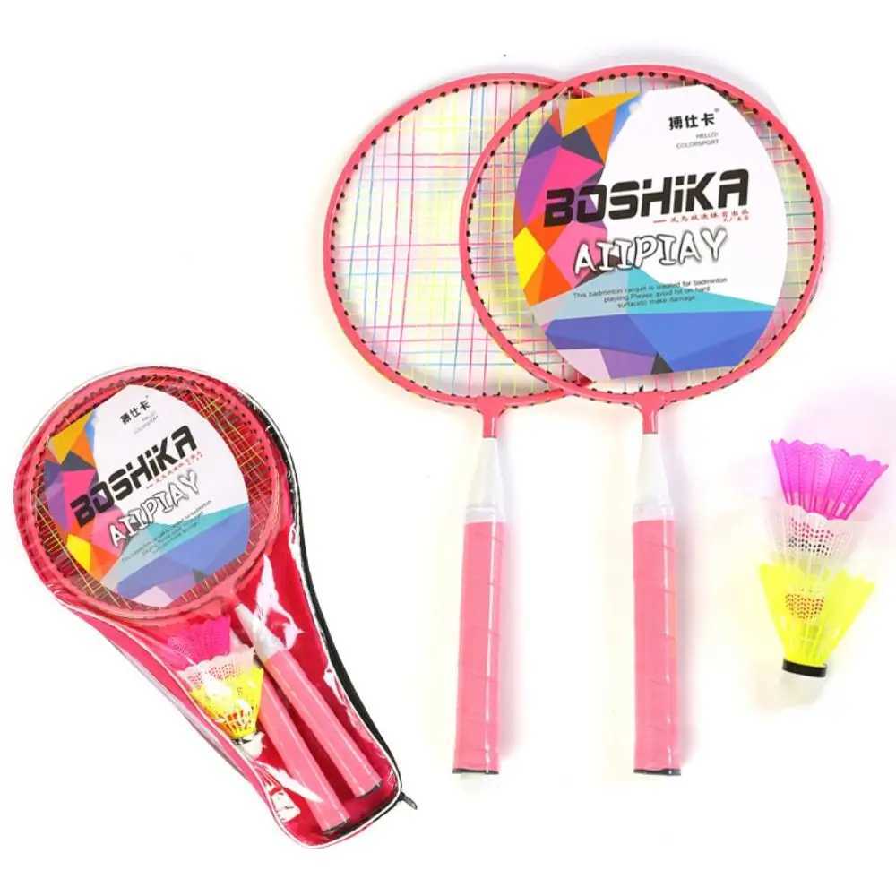 Childrens lightweight racket family game toy iron alloy double racket set with carrying bag sports equipmentW241221