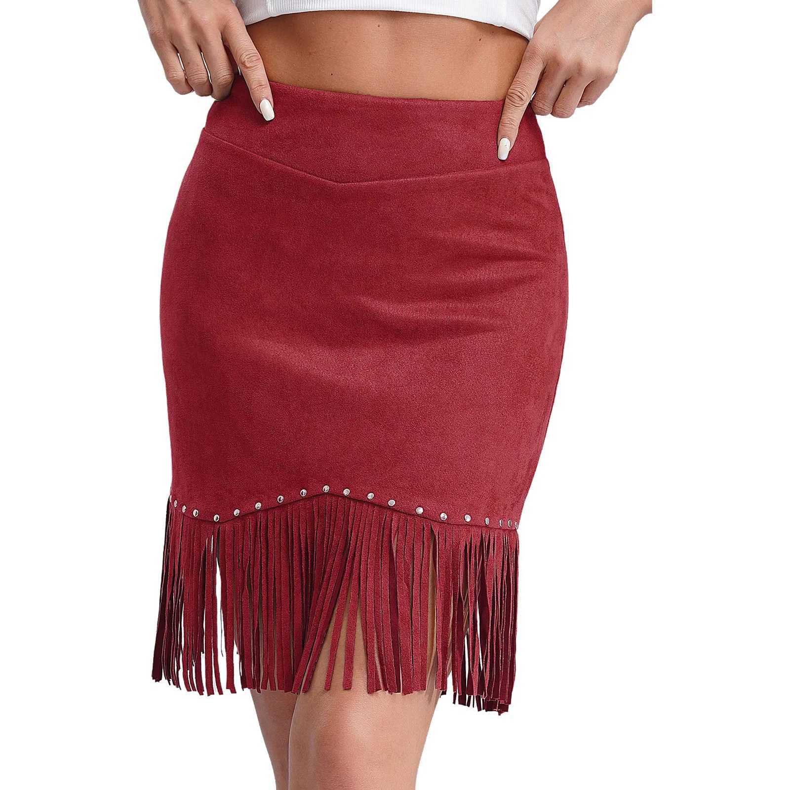 Womens Vintage Skirts Come Brown Cowboy Chic Hemline Fringe Outfits For Party Nightclub Photography Fe Daily StreetwearXJ241221