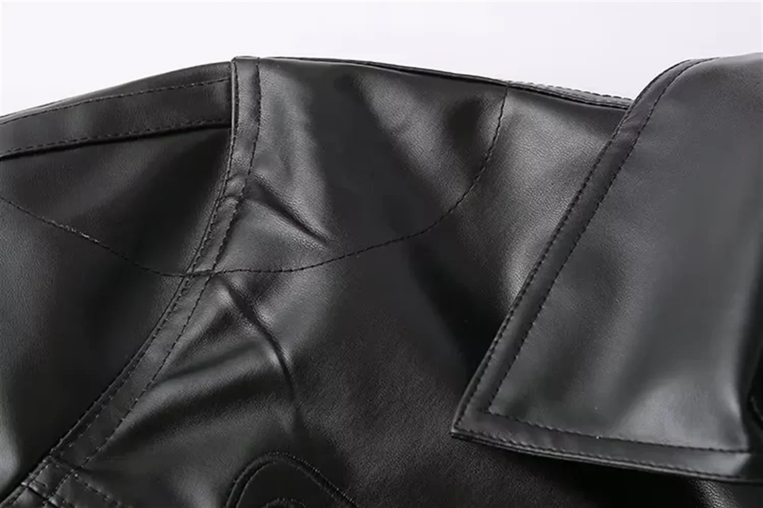 Sweet and cool bow tie leather jacket for women autumn winter n casual black 241216