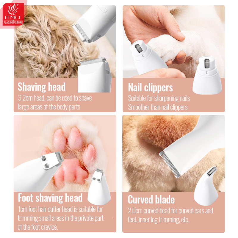 Fenice Pet Cat Multifunctional Electrical Clippers Blade Rechargeable Haircut Hine For Shaving Feet And Polishing Nails