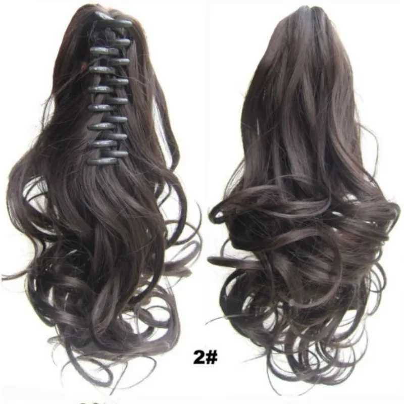 Synthetic Heat Resistant Hair Wavy Claw Clip in Ponytail Hair Extensions 90g 35cmXJ241221