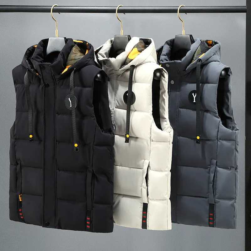 2024 Fashion Mens Vest Cotton Padded Autumn and Winter Sleeveless Jacket Casual Solid Plus Size 5XL High Quality WaistcoatXJ241221