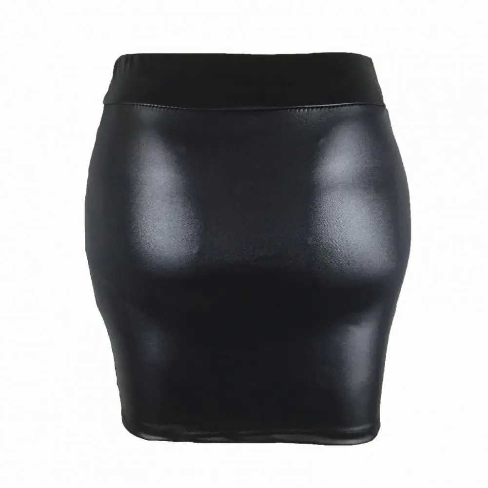 Women Mini/Long Skirt Solid Color High Waist Slim Fit Skinny Matte Faux Leather Cozy Comter Bodycon Skirt StreetwearXJ241221
