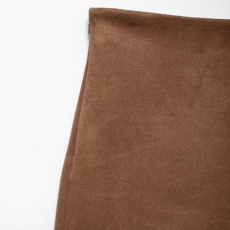 Willshela Women Fashion Brown Side Zipper A-Line Mini Skirt Vintage High Waist Fe Chic Lady SkirtsXJ241221