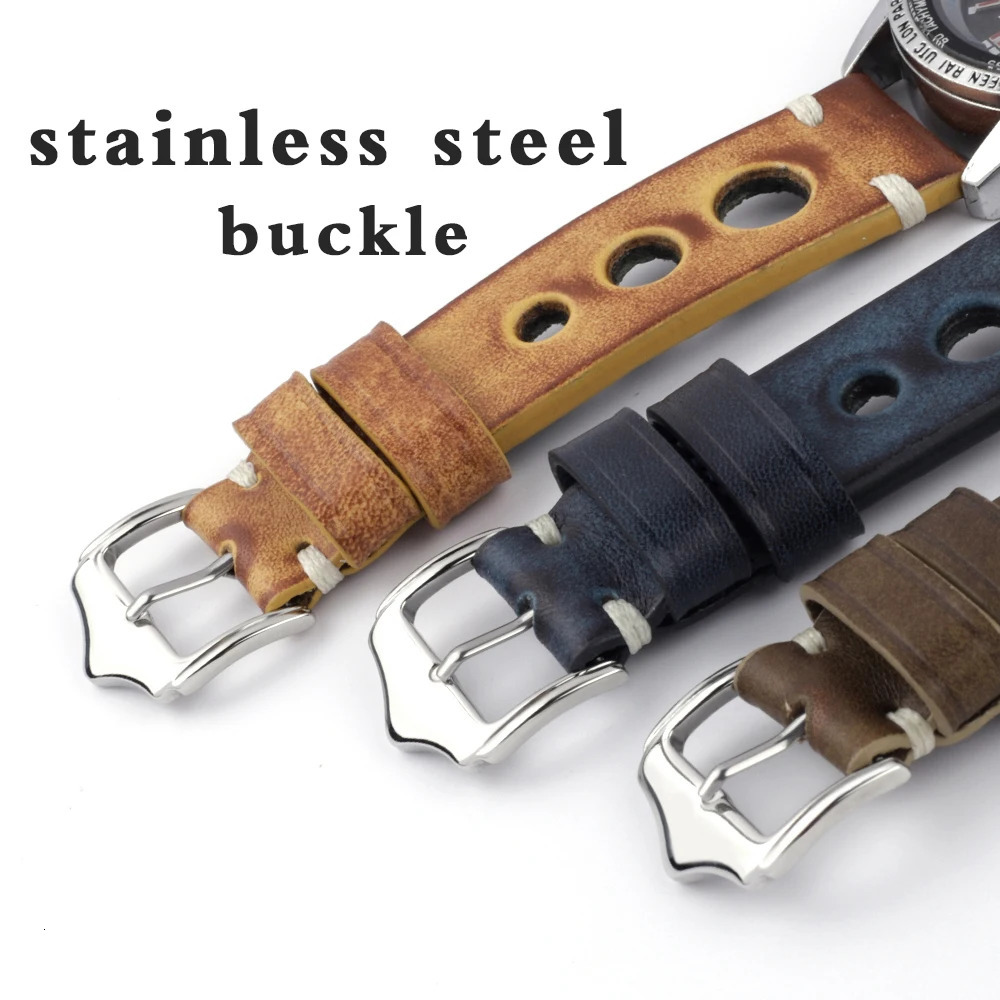 Handmade Genuine Leather Watchband 20mm 22mm 24mm Vintage First Layer Cowhide Watch Strap Bracelet Replacement for Men 241220