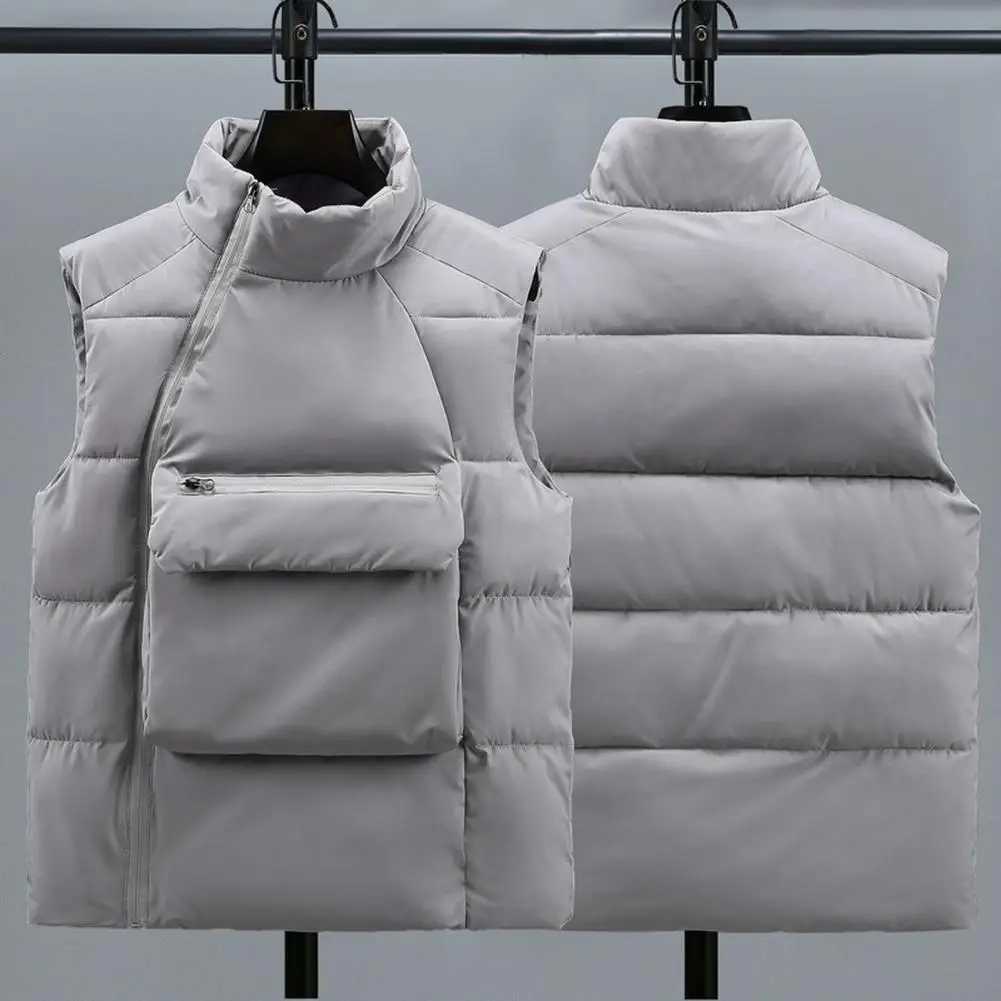 Men Vest Autumn Jackets Thick Vests Man Stand Collar Sleeveless Male Warm Cotton-Padded Waistcoat Men Gilet Veste Hommes XJ241221